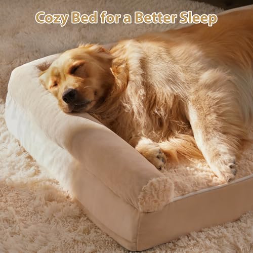 Orthopedic Washable XLarge Dog Bed for Senior Dog Cozy Sleep (42"l x 30"w x 7"th / Beige)