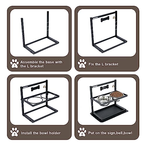 Elevated Dog Bowls with Slow Feeder for Large and Medium Dogs (Black & Grey - Slow Bowl & Mat / Large Dogs)