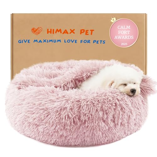 20in Covered Small Dog Bed with Blanket Attached Calming Burrow Pink (20.0"L x 20.0"W x 7.0"Th / Pink)