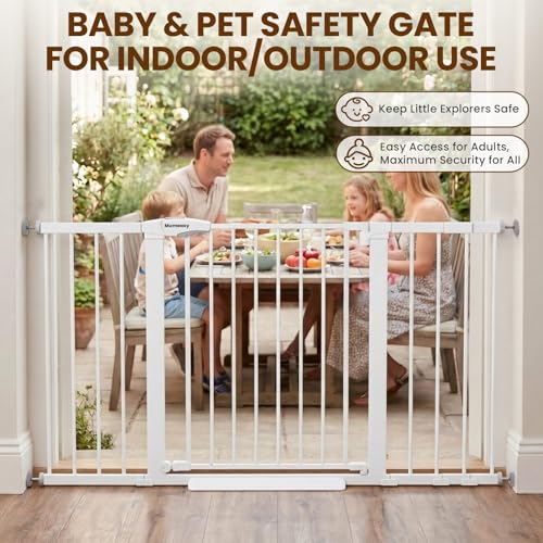 29.7 54.2" Baby Gate for Stairs (White / 29.7-54.2"W x 30"H)