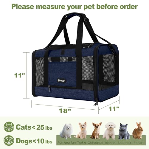 Cat Carrier 18x11x11 United Airline Approved (Navy / 18.0"L x 11.0"W x 11.0"H)