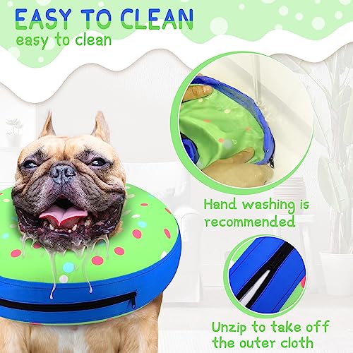 Inflatable Dog Cone Collar for Small Dogs Puppies Cats (Donut Green / XS(Neck 4"-7"))