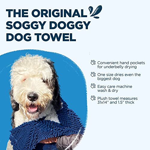 Soggy Doggy Super Shammy Absorbent Dog Towel (Navy Blue)