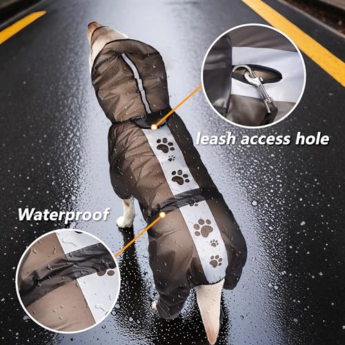Dog Raincoat Dog Hooded Slicker Poncho (Black / 2XL)