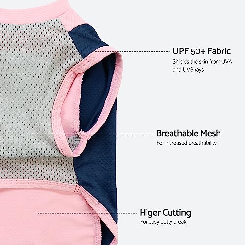 2 Pack UPF 50+ UV Sun Protection Dog Shirt (Large / Rose Red-Pink)