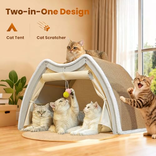 Cat Houses for Indoor Cats (19.7*12.6*15.7"/Flat Roof (M))