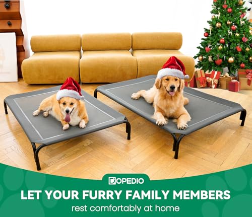 Elevated Dog Bed Outdoor Cooling Raised Cot for XL Dogs (XL-48.8"L×35.8"W×7.9"Th / Grey)