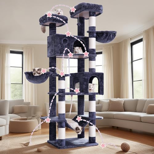 80.7'' Tall Cat Tree Tower for Indoor Cats 20 lbs+ (80.7'' / Smoky gray)