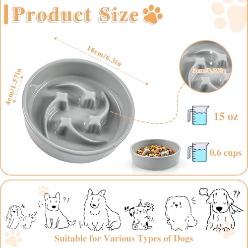 Ceramic Slow Feeder Dog Bowls (Grey-M)