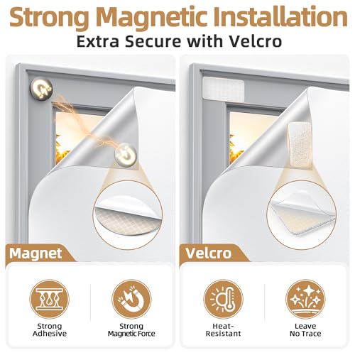 Magnetic Blackout Window Cover Portable 100% Blackout Curtains for Bedroom (White / 58"W x 40"H)