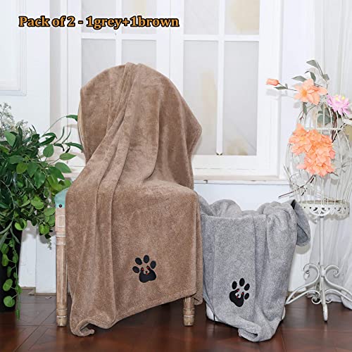 Extra Large Dog Towels for Drying Dogs 3 Pack (Grey and Black and Brown / XL-55" * 36")