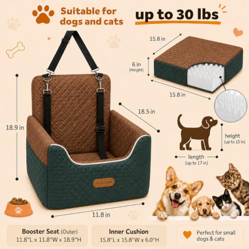 Dog Car Seat for Small (Green/Brown)
