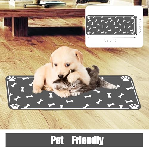 Large Pet Feeding Mat (dog bone print / 39.3"L x 15.7"W)
