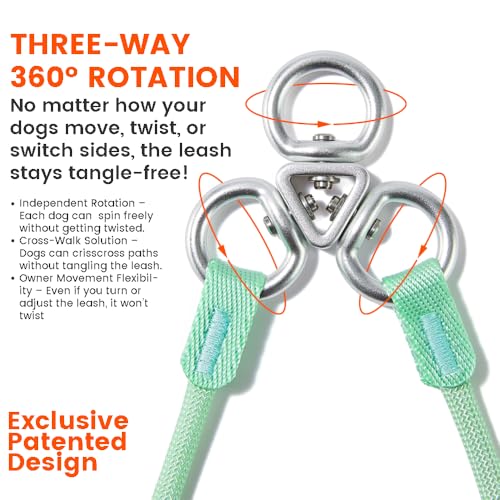 Slip Lead Leash 2 Dogs (MintGreen / w/o Handle)