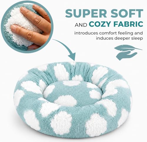 Cat Beds for Indoor Cats & Small Dog (Blue-White / 20.00" x 20.00" x 6.00")