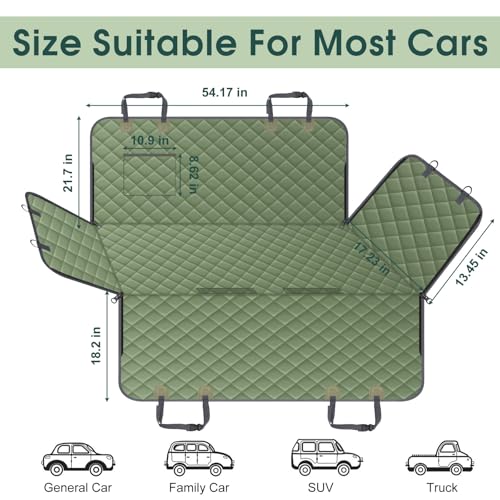Waterproof Dog Car Seat Cover for Back Seat (Green / Small,Standard)