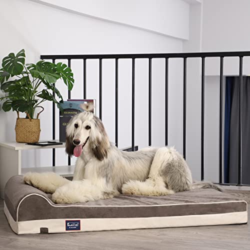 Orthopedic Dog Beds for Large Dogs (46.0"L x 28.0"W x 8.0"Th / Slate Gray)