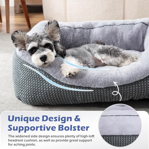 Dog Bed for Small Dogs (S PLUS (25"x21"x8") / Grey)