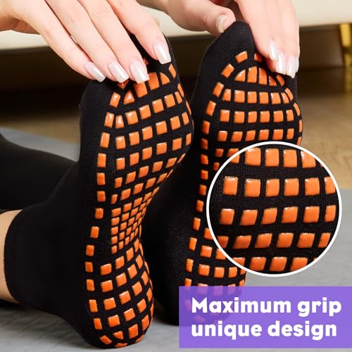 12 Pairs Grip Socks for Women & Men (5.5-9 / Square Pattern/Grey(12 Pairs))