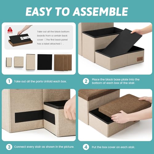 Dog Stairs with Storage (Brown / 28.5"L x 17"W x 16.7"H)