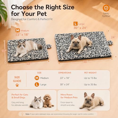 Self Warming Cat Pad for Cats and Dogs (30 x 24 inch / Black/White)