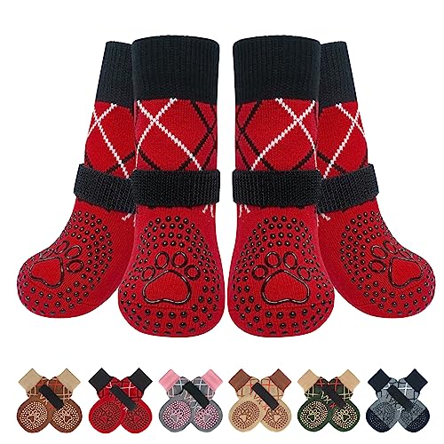 6PCS Dog Socks to Prevent Licking Paws for Hot (Red / M(Pack of 6))