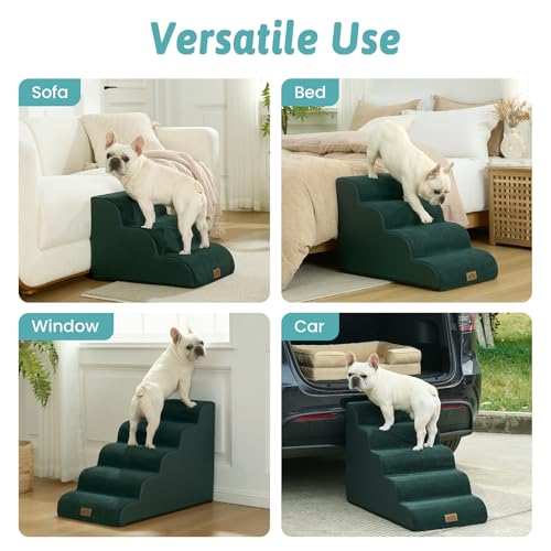 Wide Dog Stairs for Small Dog 15.7" H (Dark Green / Wide:17.7"x22.4"x15.7")