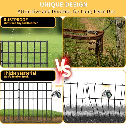 10 Pack Garden Animal Barrier Fence (10 Panels, 10.8ft(L) x 17in(H) / Black)