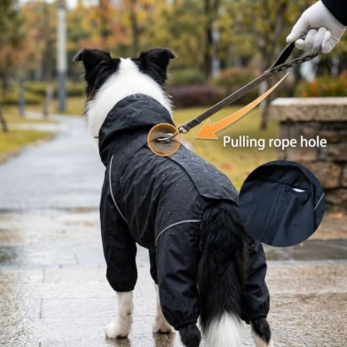 Dog Raincoat for Medium Large Dogs (Black for Girl / XX-Large)