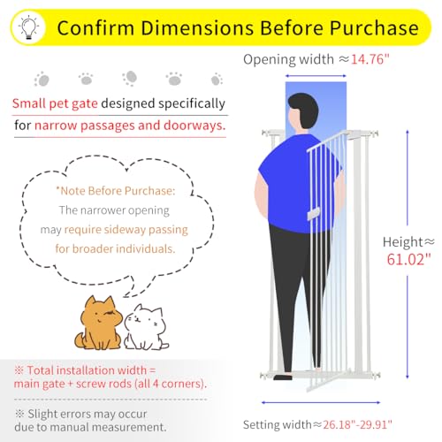 Extra Tall Cat Gate 61.02" High 26.18" (61.02" H-white / 26.18"-29.91" W)