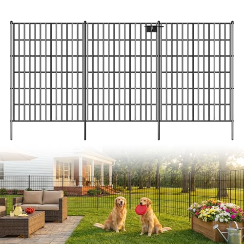 10 Panels No Dig Decorative Garden Fence with Gate (40 in(H)×29.5in(L))
