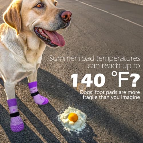 Anti Slip Dog Socks to Prevent Licking Paws for Hot Pavement (Purple / X-Small)