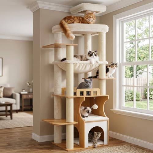 Modern Cat Tree Tower (70.9 inches / Walnut)