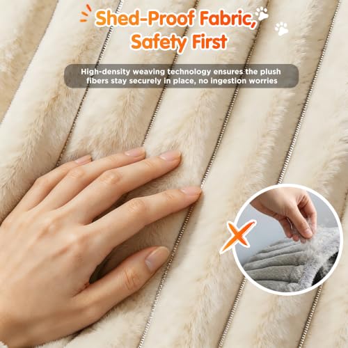 Cat Cave Bed for Indoor Cats Covered 2 in 1 Pet Burrow Beds (Beige)