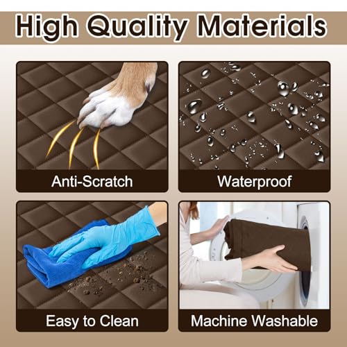 Waterproof Dog Car Seat Cover for Back Seat (Coffee,Black / Large,Standard)