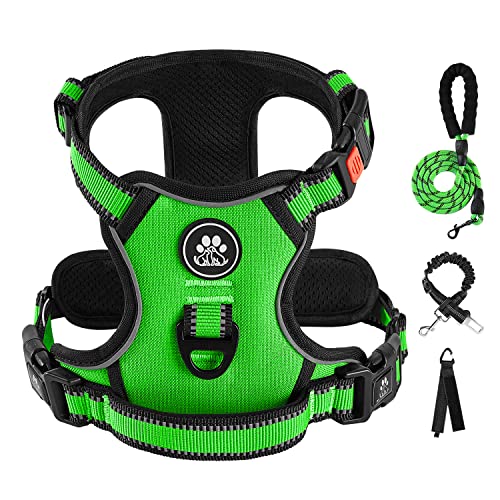 No Pull Dog Harness for Large Dogs (Green / X-Large)