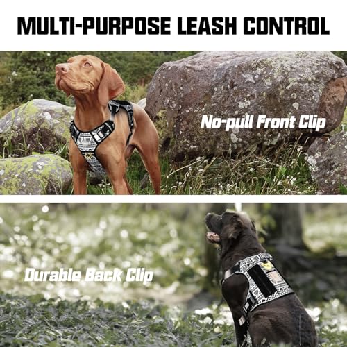 Dog Harness for Small Medium Dogs (Tribal Patterns-Black / S(Neck:14-21",Chest:20-31"),18-35 lbs)