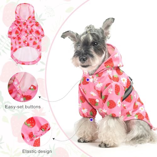 Dog Raincoats for Large Dogs (Strawberry Pink / L(Back 18.1", Chest 25.5", Neck 18"))