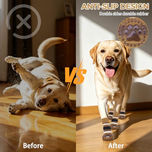 Anti Slip Dog Socks (Brown / Large)