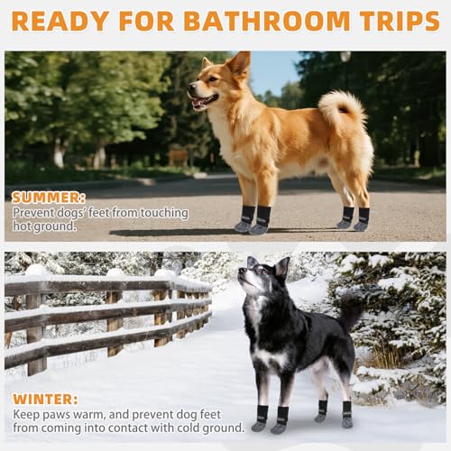 Anti Slip Dog Socks to Prevent Licking Paws (Grey Reflective / Small (4 Pack))