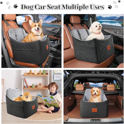 Dog Car Seat for Small Medium Dogs (Black/Grey / Medium)