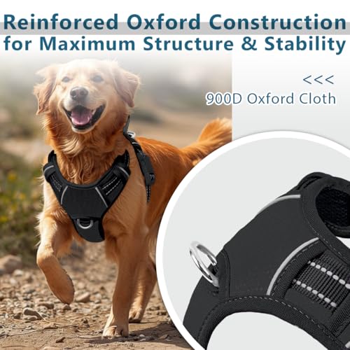 No Pull Dog Harness for Large Dogs (Large(Chest:24.5-32.5") / Black-Oxford)