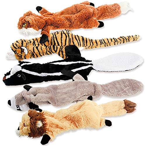 Dog Squeaky Chew Toys No Stuffing Soft Plush for Small Medium Large Breed (5 Pack)