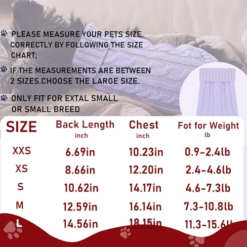 2 Pack Dog Sweaters for Small Dogs (XX-Small / Dark green-Wine red)