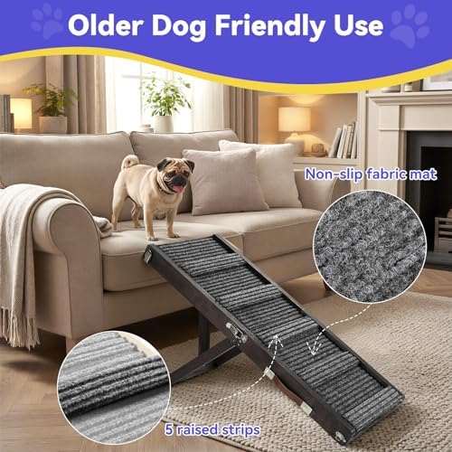 2026 Upgraded Small Dog Ramp for Couch Foldable (C-black / 80×30cm-for couch)