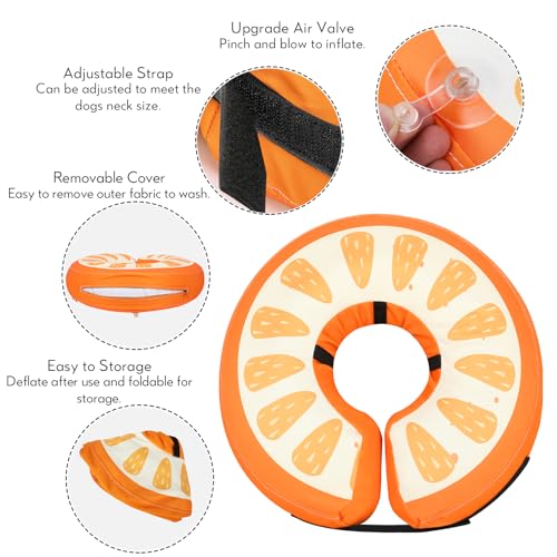 Inflatable Dog Cone (Orange / M+(14"-18"))