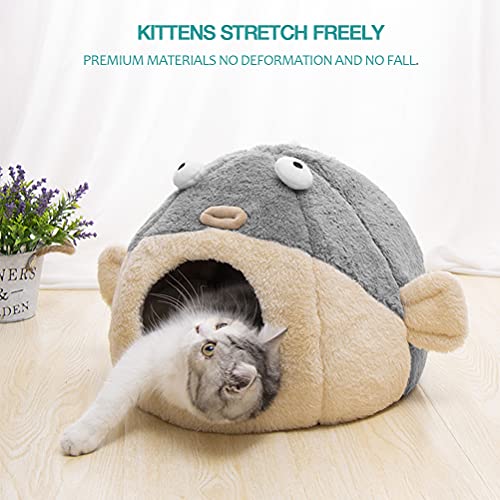 Cat Beds for Indoor Cats (L 16.5'' / Grey)