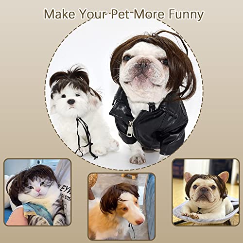 Dog Costume Cat Apparel Dog Toys Curly Braids Headgear Wigs Styling Cute Funny Pet Hair Accessories Decoration for Halloween (flax)