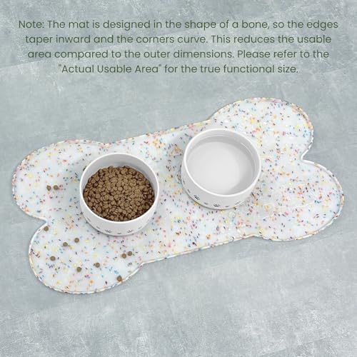 Dog Food Mat Anti (19.4" x 9.8"-2PCS / Donut White)