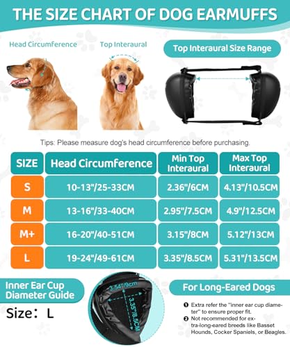DG02 Dog Ear Muffs Noise Protection (Black-large-gel Earpads)